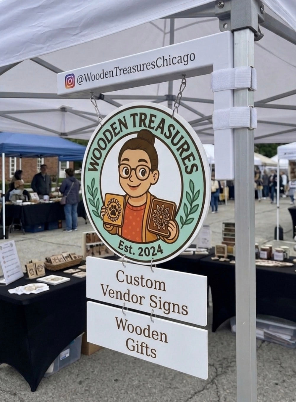 Large Custom Vendor Tent Sign | Double-Sided Hanging Booth Sign | Personalized Craft Fair Display | Market & Event Sign