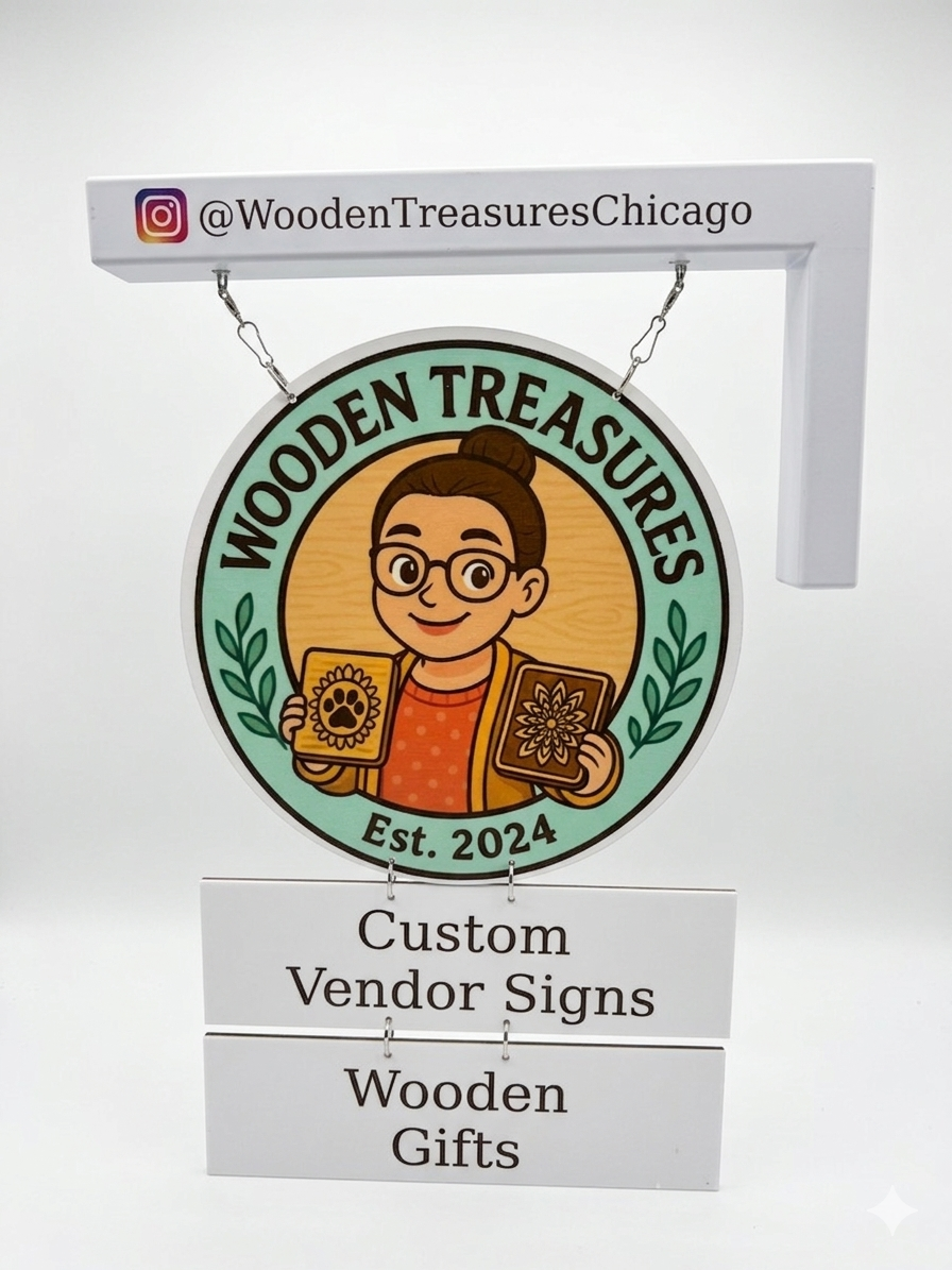 Large Custom Vendor Tent Sign | Double-Sided Hanging Booth Sign | Personalized Craft Fair Display | Market & Event Sign