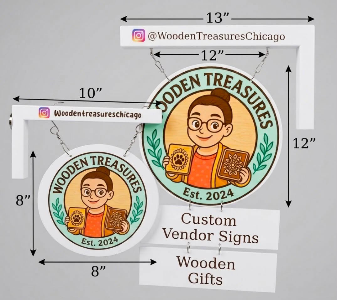Large Custom Vendor Tent Sign | Double-Sided Hanging Booth Sign | Personalized Craft Fair Display | Market & Event Sign