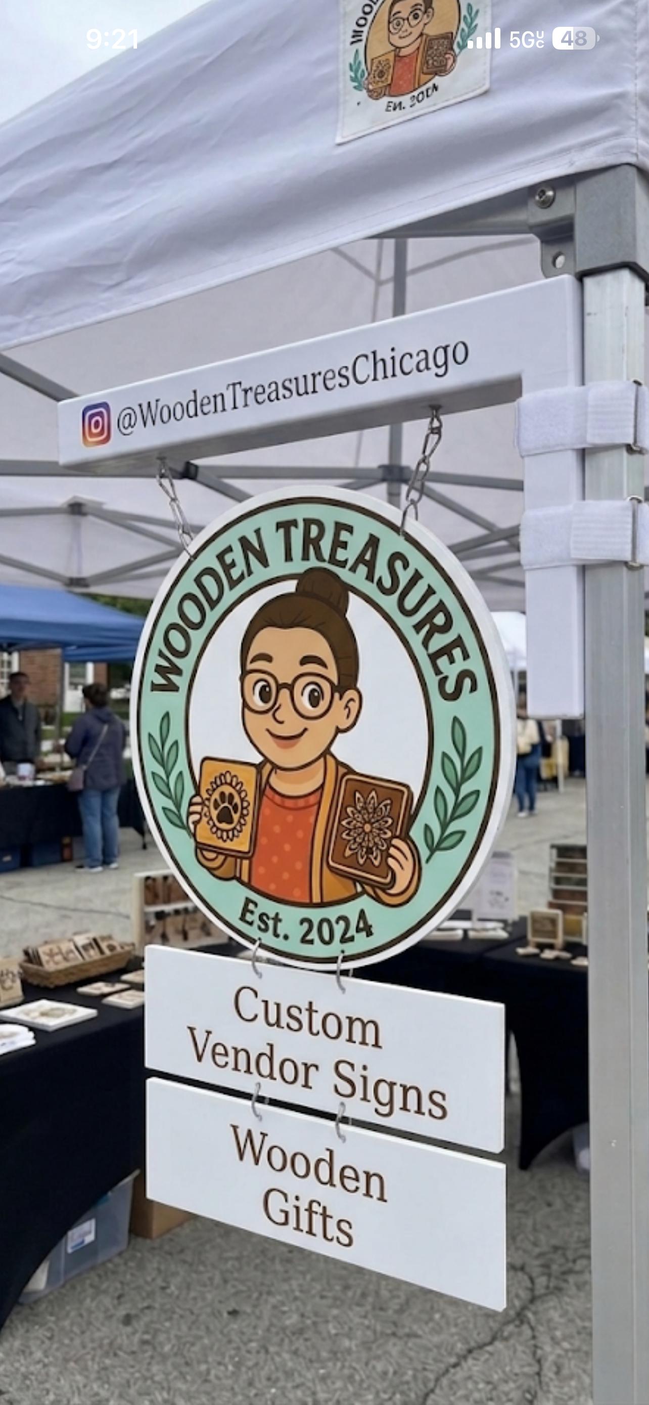 Large Custom Vendor Tent Sign | Double-Sided Hanging Booth Sign | Personalized Craft Fair Display | Market & Event Sign